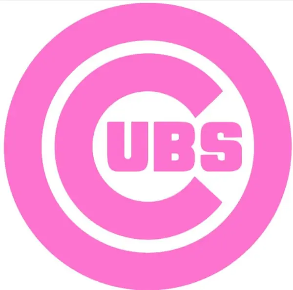 Pink Chicago Cubs logo: Lisa is a Chicago girl